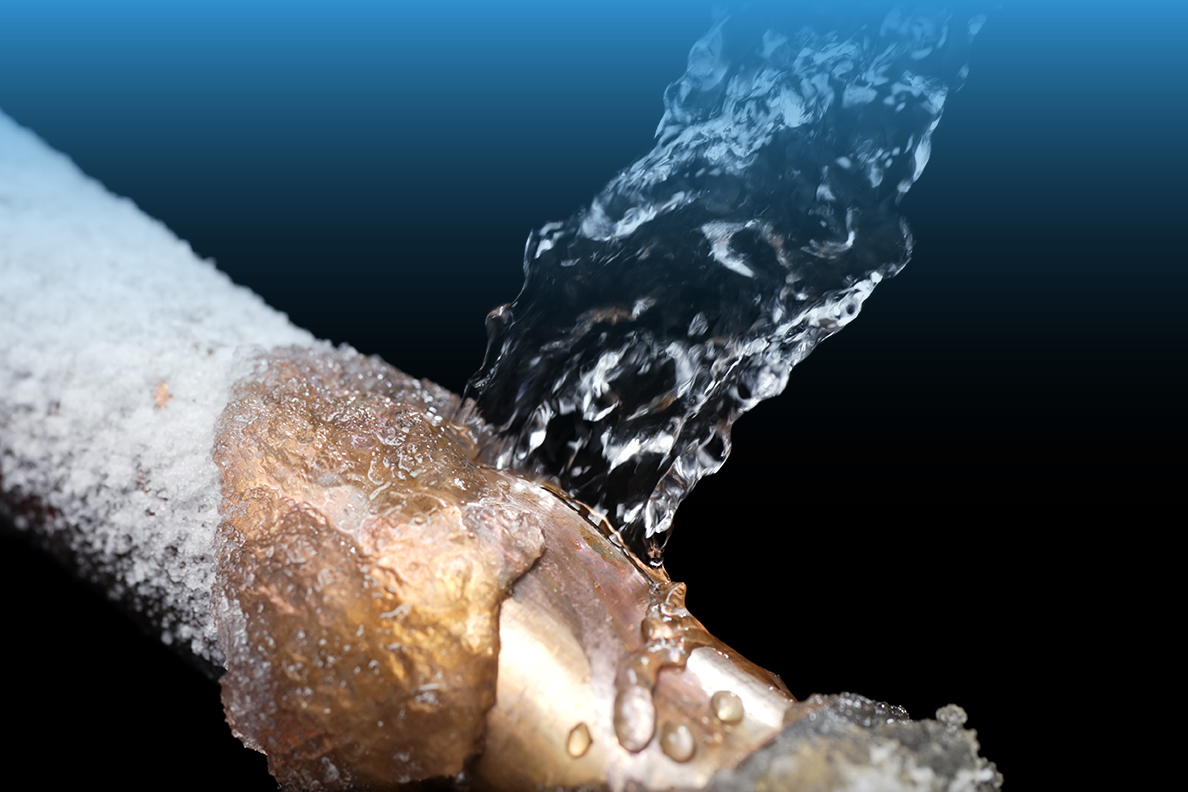 frozen and burst pipe