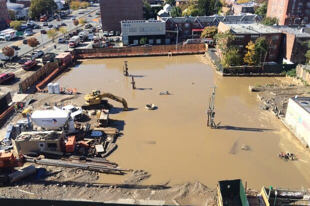 view of flooded construction site