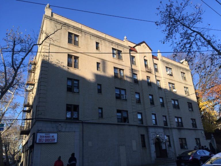 exterior view of damgaged building