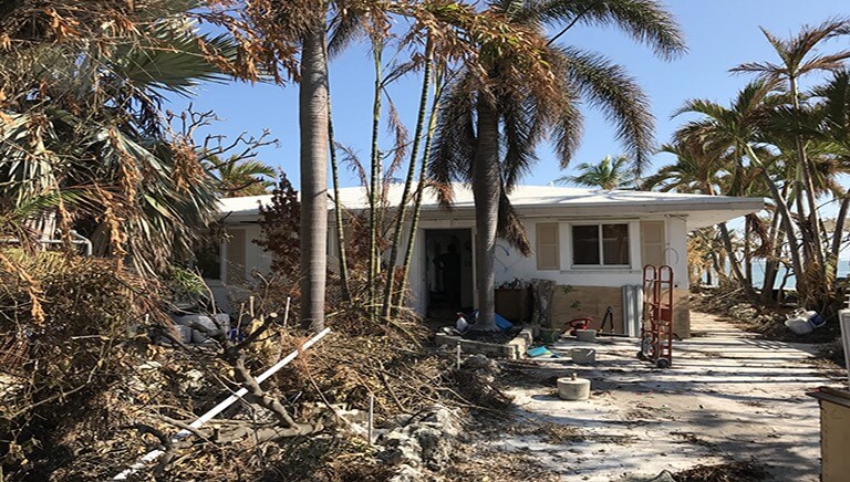 View of damaged home from Hurrican Irma wind