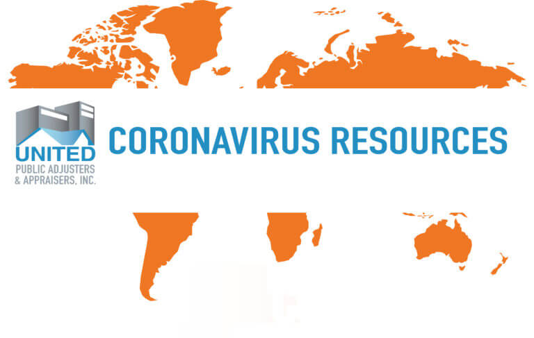 Map of world, UPA logo and "Coronaviru Resources" overlayed on top of map.