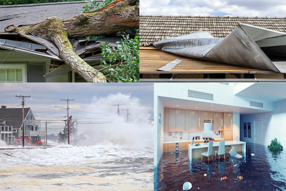 View of nor'easter damage on homes