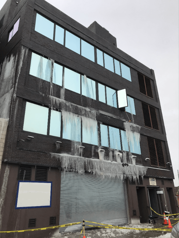 building with ice formation