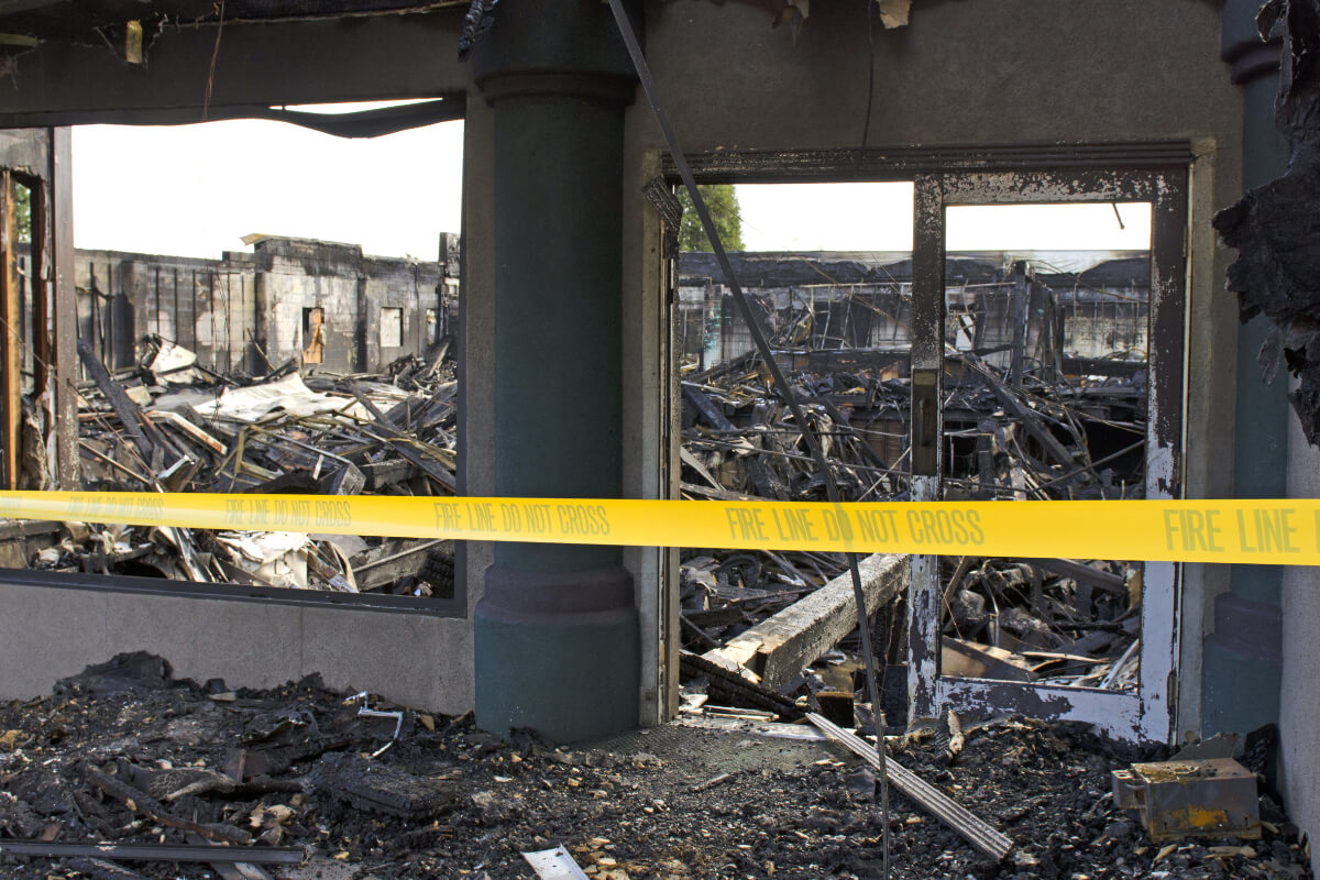 Visible Damage To A Commercial Building Following A Structure Fire