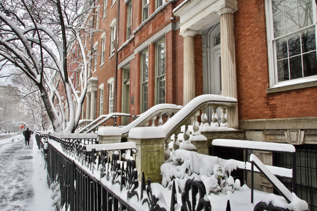 Row Of Brownstones In Washington Square On Thursday February 9th