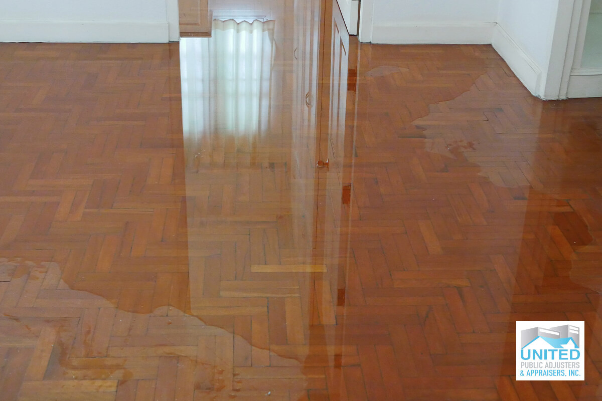 water leak on wood floor