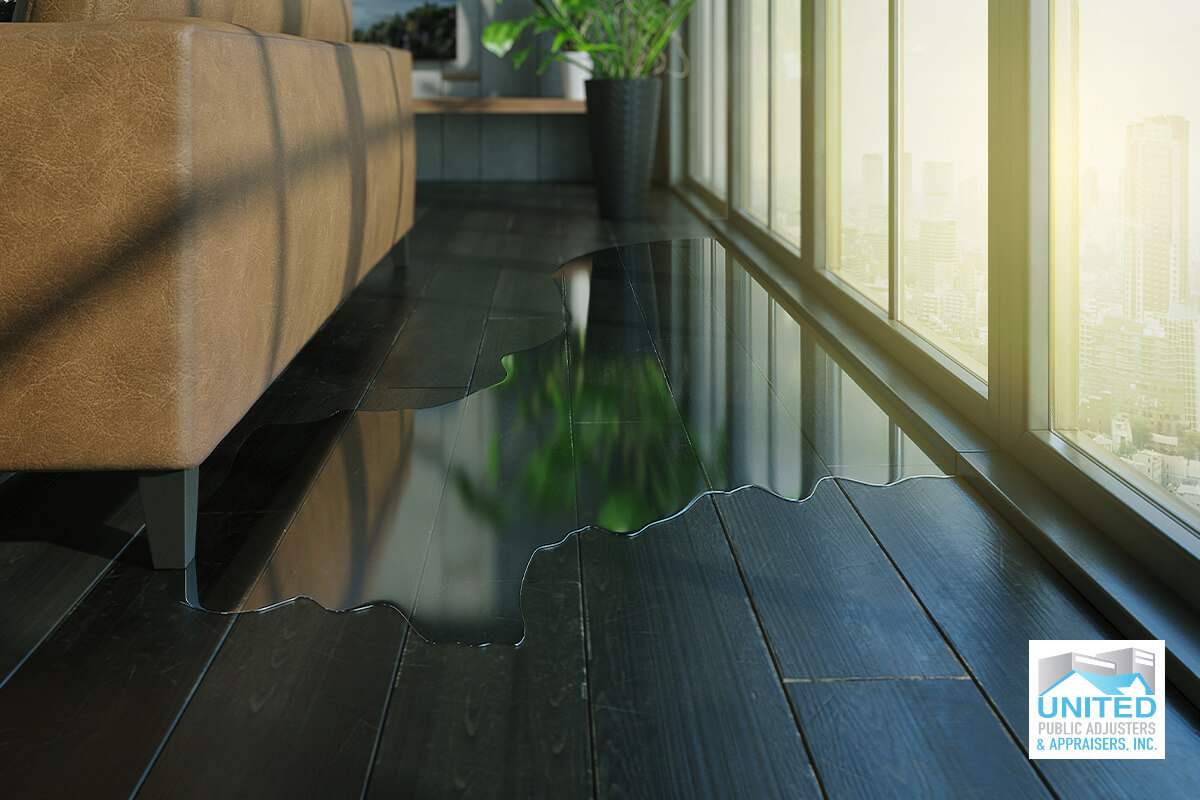 water leak on wooden floor